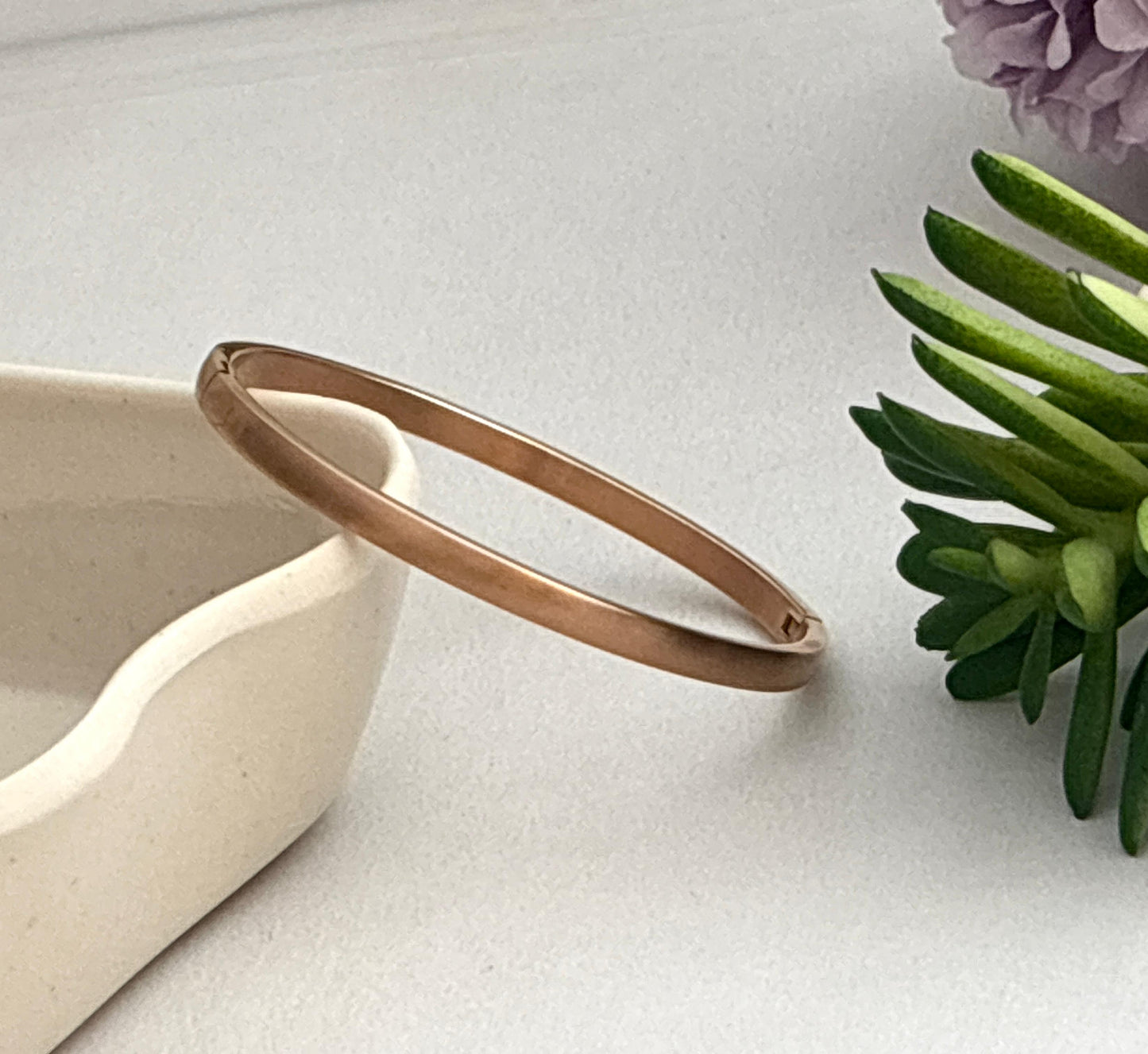 Women Rosegold Matt Solid Kada Bracelet (Anti Tarnish) (Small Size)