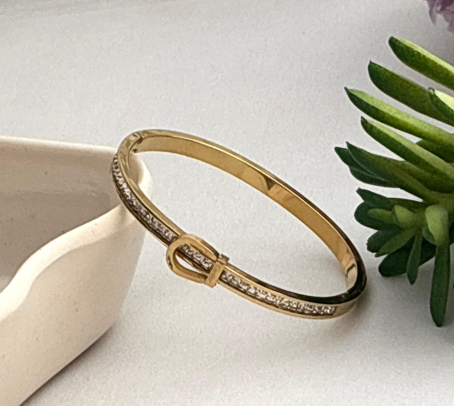 Women Golden Diamond Belt Kada Bracelet (Anti Tarnish) (Small Size)