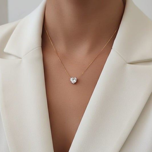 Women Heart Solitaire Necklace (Anti Tarnish)