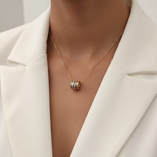 Women Three Ring Eternity Necklace (Anti Tarnish)