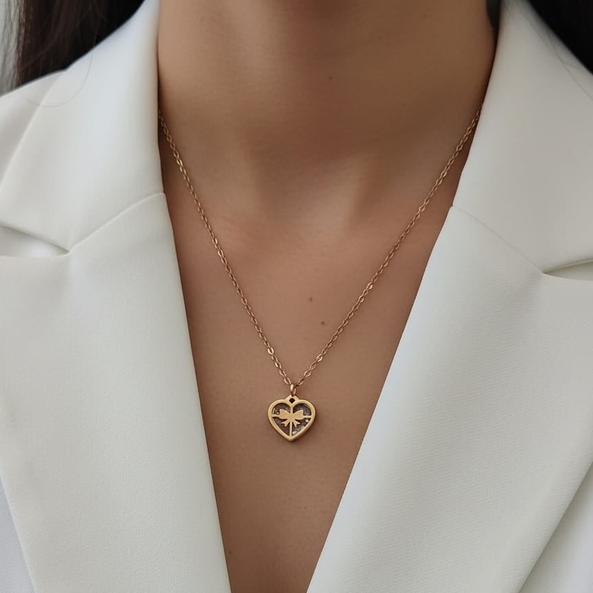 Women Heart Diamond Necklace (Anti Tarnish)