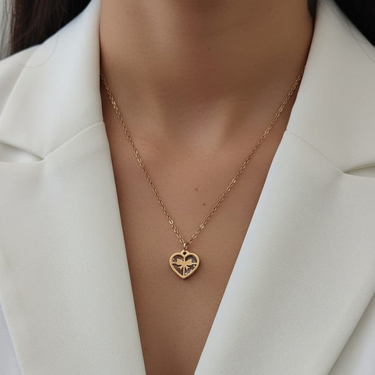 Women Heart Diamond Necklace (Anti Tarnish)