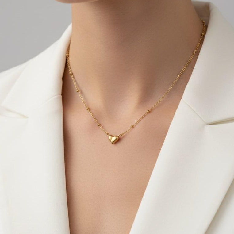 Women Heart Ball Chain Necklace (Anti Tarnish)