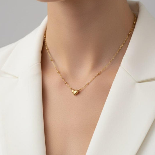 Women Heart Ball Chain Necklace (Anti Tarnish)