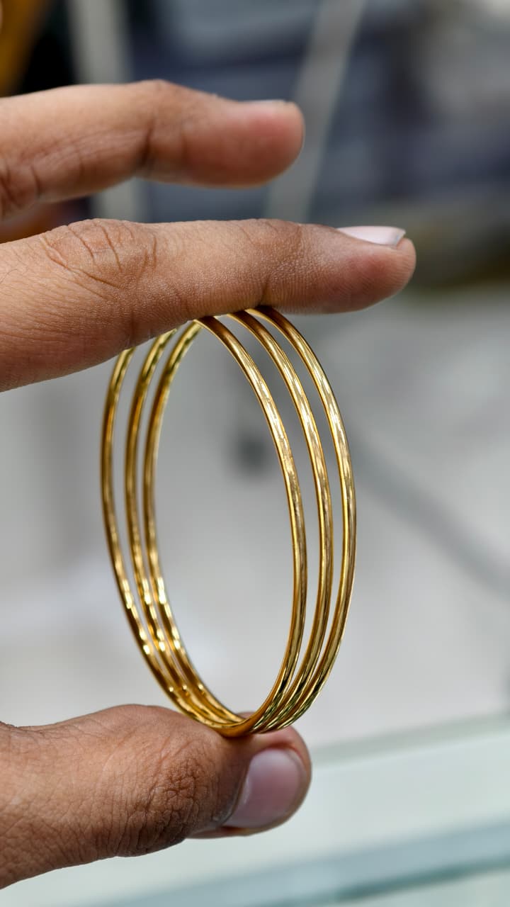 Women Golden Solid Bangle (Set Of 3 )(Anti Tarnish)