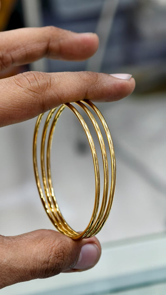 Women Golden Solid Bangle (Set Of 3 )(Anti Tarnish)