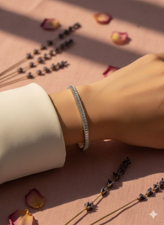 Women Silver Tennis Bracelet (Anti-Tarnish)