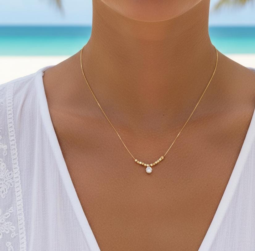 Women Charm Solitaire Hanging Necklace (Anti Tarnish)