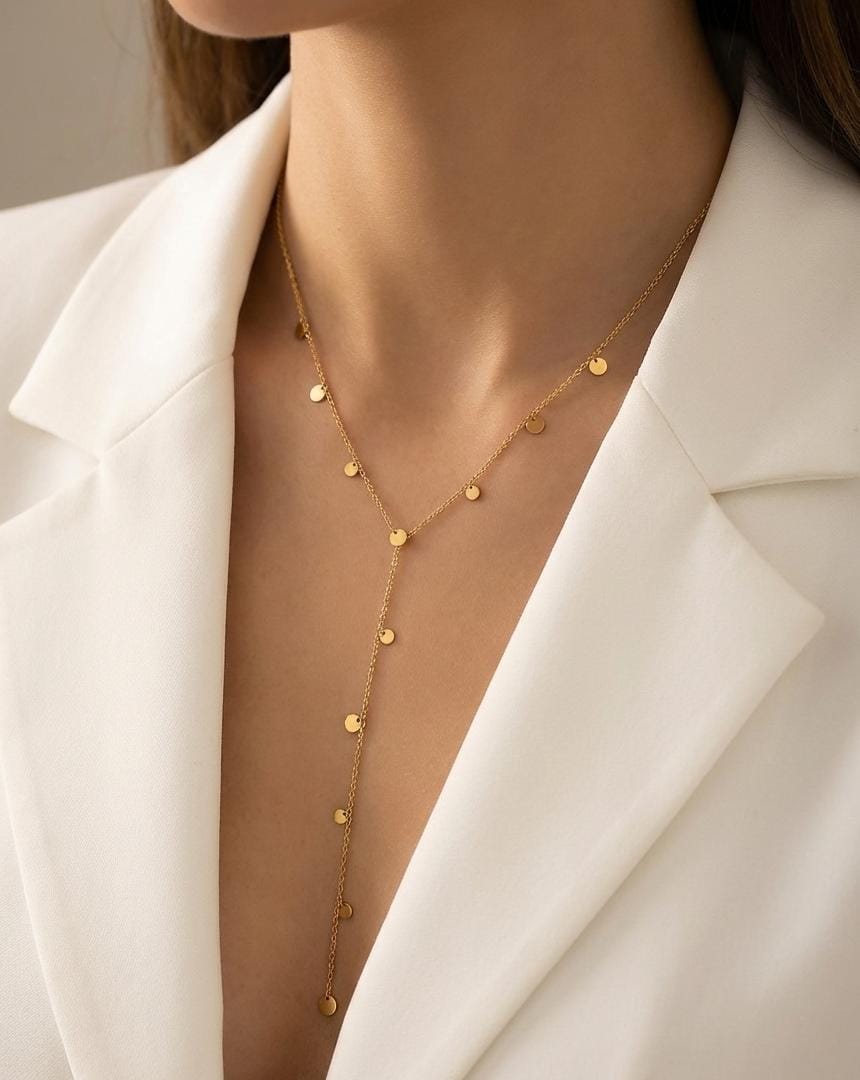 Women Coin Charm Y Layered Necklace (Anti Tarnish)