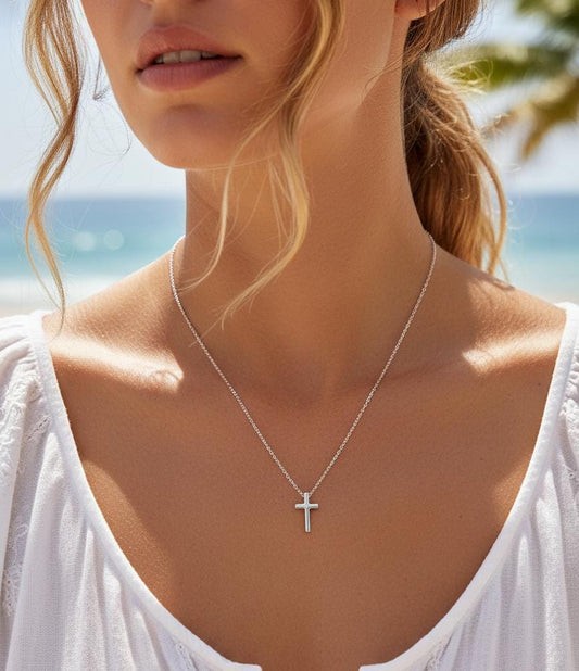 Women Silver Cross Necklace (Anti Tarnish)
