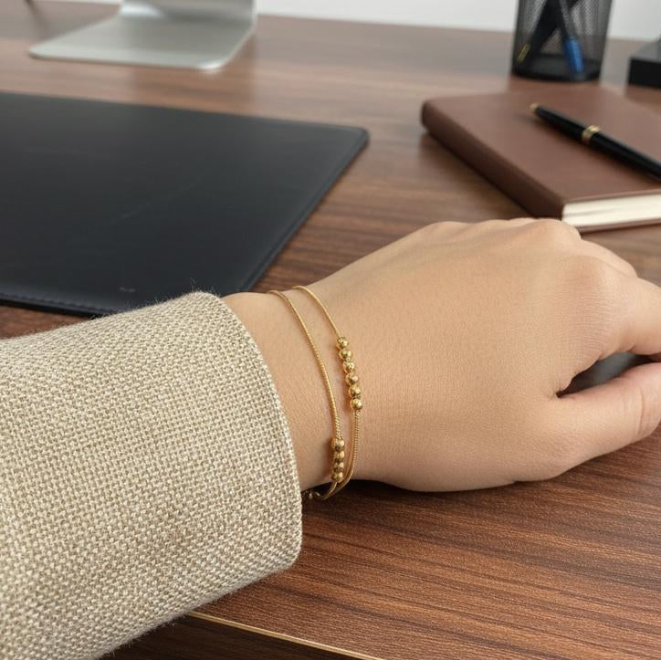 Golden Ball Layered Stainless Steel Bracelet (Anti Tarnish) - Nimé By Shop Trendys