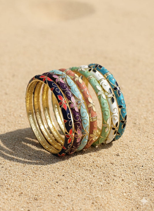 Women Floral Enamel Kada Bracelet