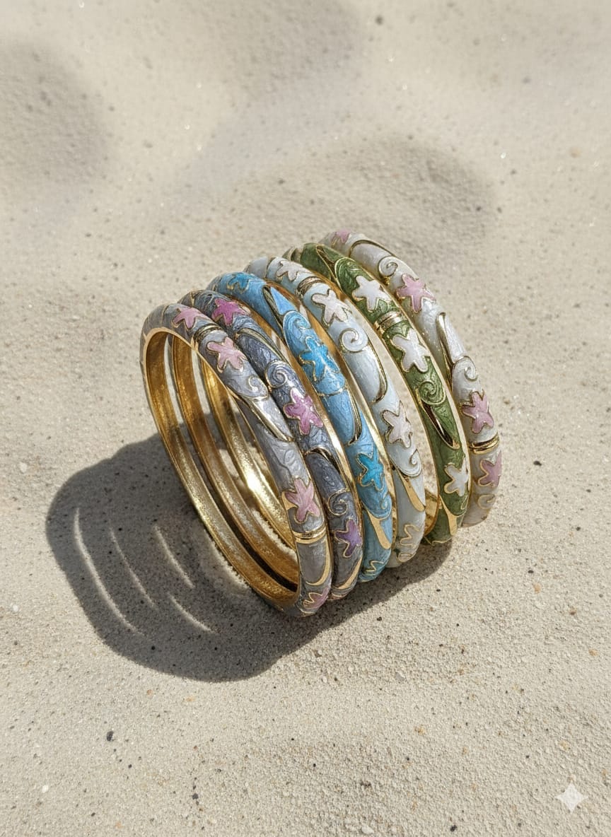 Women Elegant Floral Enamel Kada Bracelet