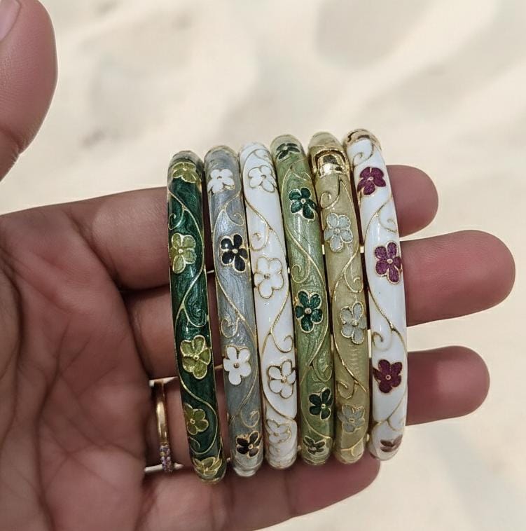 Women Flower Enamel Kada Bracelet