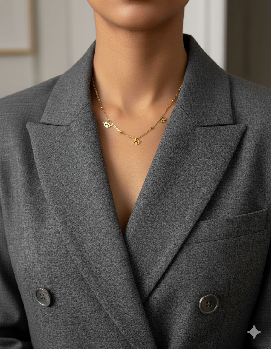 Golden Evil Eye Charm Necklace(Anti Tarnish)