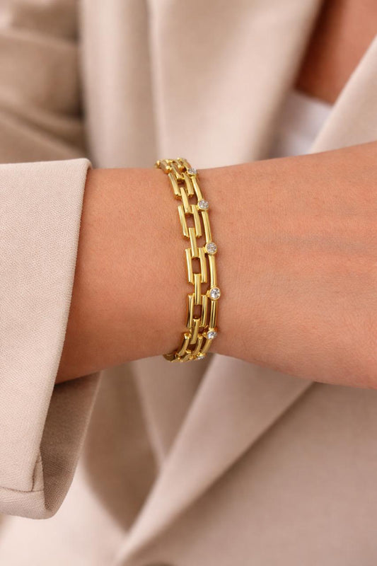 Women Square Diamond  Layered Kada Bracelet (Anti Tarnish)