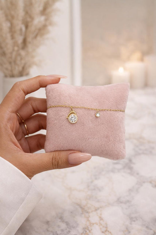 Golden Fish Diamond Charm Chain Bracelet - Anti Tarnish