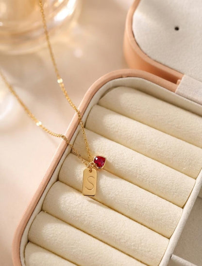 Women Golden Customized Stamp Alphabet Heart Necklace (Anti Tarnish) - Nimé By Shop Trendys
