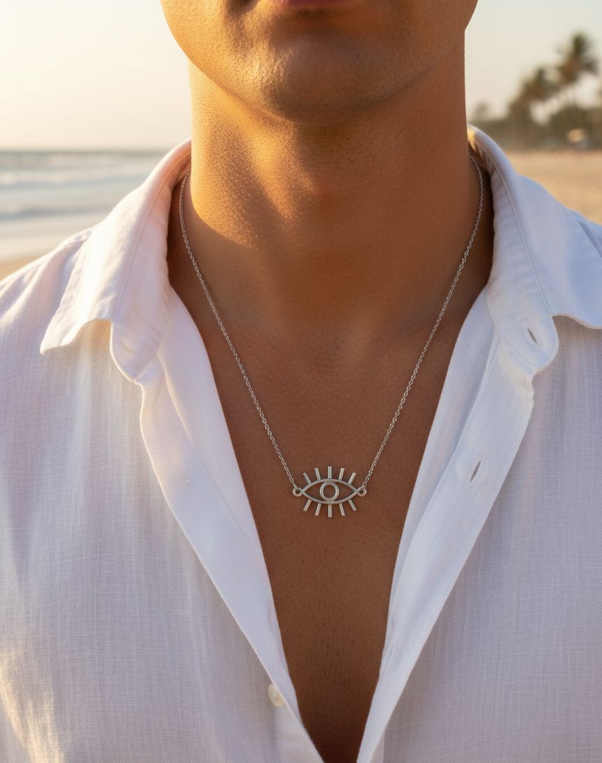 Men Classic Big Evil Eye Chain Necklace - Nimé By Shop Trendys