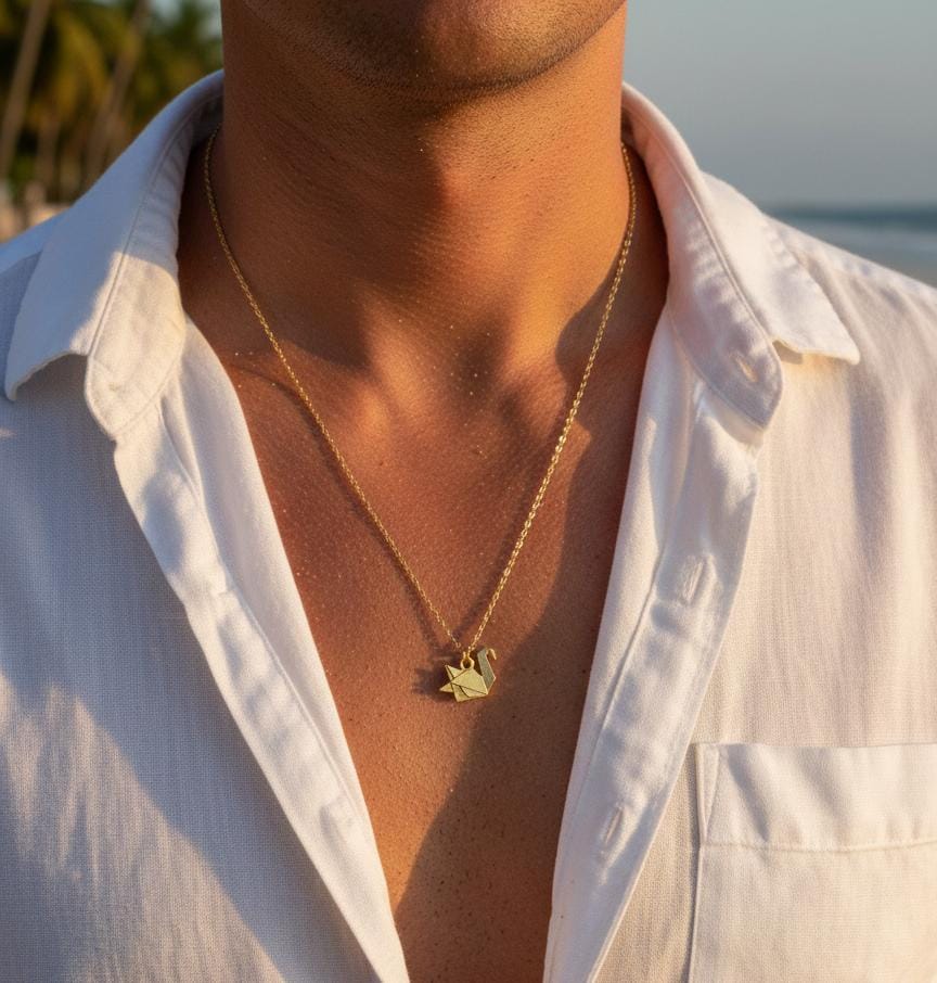 Men Origami Swan Chain Necklace - Nimé By Shop Trendys