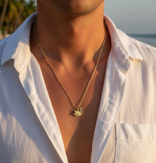 Men Origami Swan Chain Necklace - Nimé By Shop Trendys