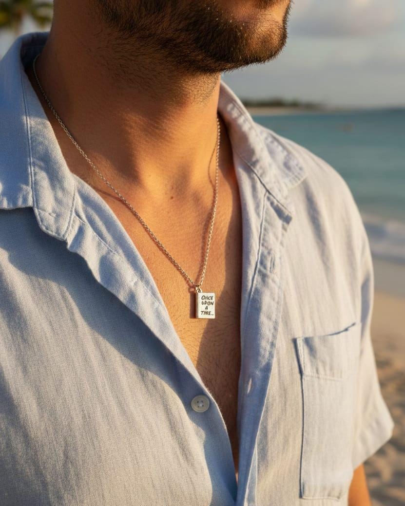 Men Book Silver Chain Necklace - Nimé By Shop Trendys