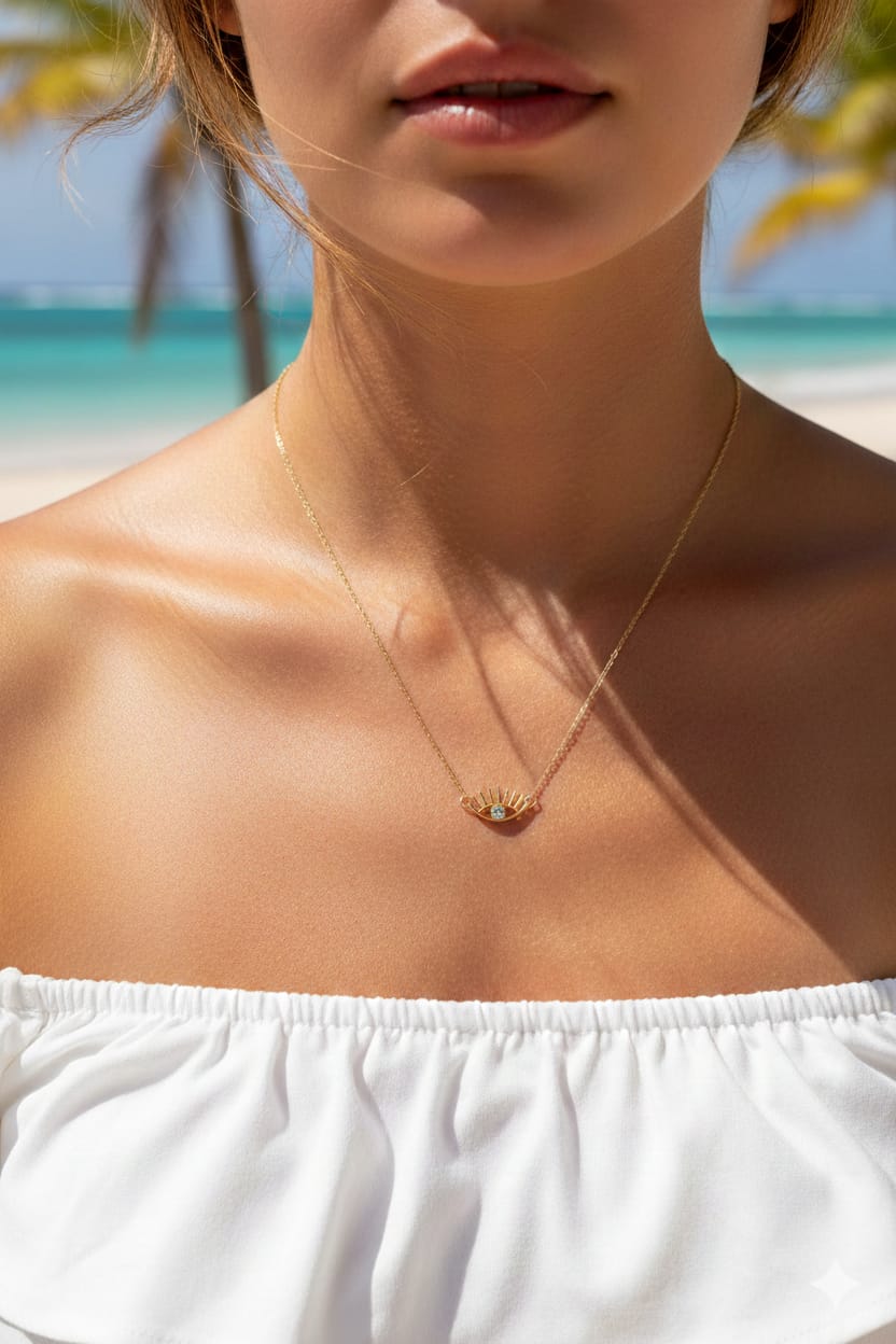 Trendy Evil Eye Chain Women Dainty Necklace - Nimé By Shop Trendys