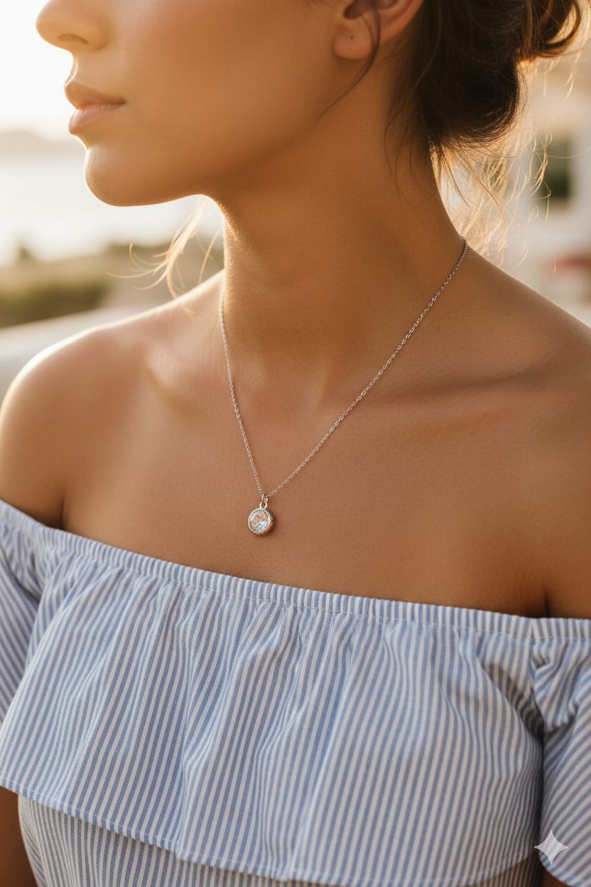 Circle Stone  Women Dainty Necklace - Nimé By Shop Trendys