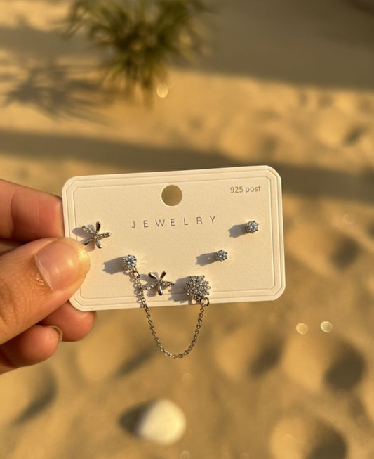 Women Flower Chain Earring (Set Of 3) - Nimé By Shop Trendys