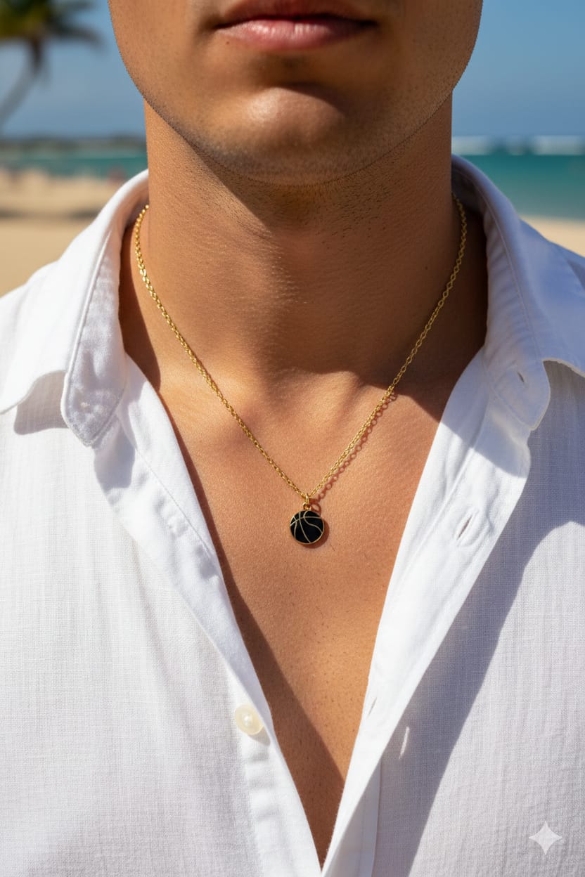 Men Black Basket Ball Necklace - Nimé By Shop Trendys