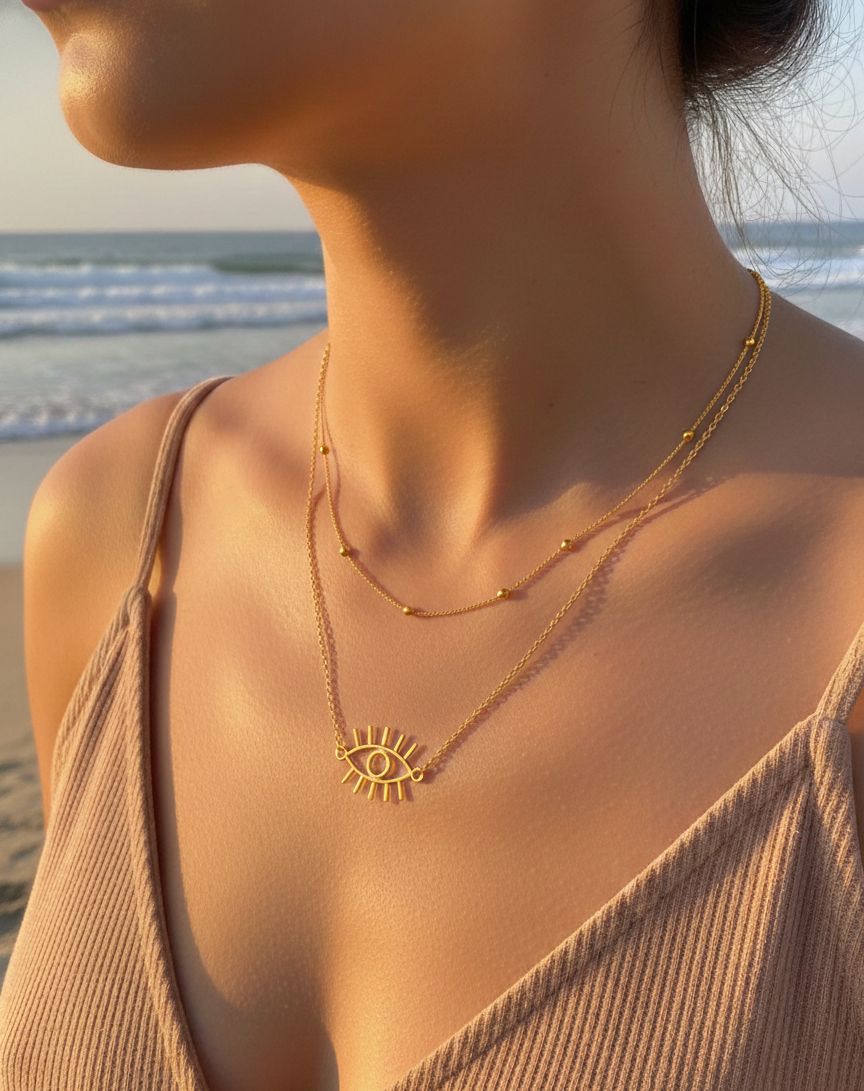Women Evil Eye Layered Necklace - Nimé By Shop Trendys