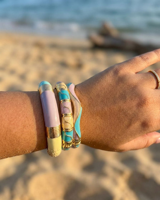 Women Pastel Enamel Kada Bracelet Stack (Set Of 3) - Nimé By Shop Trendys