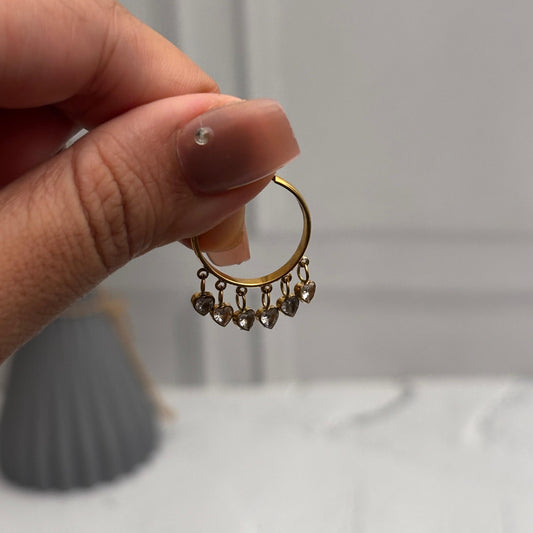 Heart White Diamond Charm Adjustable Ring ( Anti Tarnish ) - Nimé By Shop Trendys