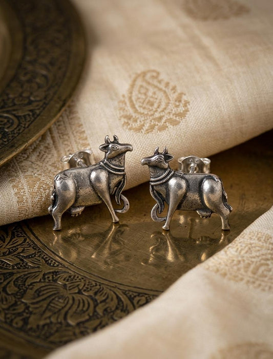 German Silver Cow Earrings - Nimé By Shop Trendys