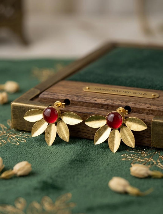 Golden Flower Stud Earrings - Nimé By Shop Trendys