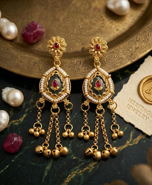 Olive Vintage Kashmiri Earrings - Nimé By Shop Trendys