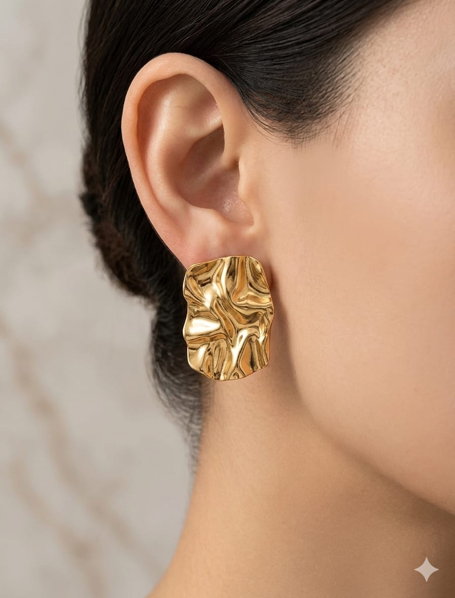 Women Golden Chunky Rectangle Earring - Nimé By Shop Trendys