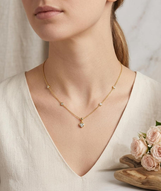 Heart Diamond Charm Necklace ( Anti Tarnish ) - Nimé By Shop Trendys