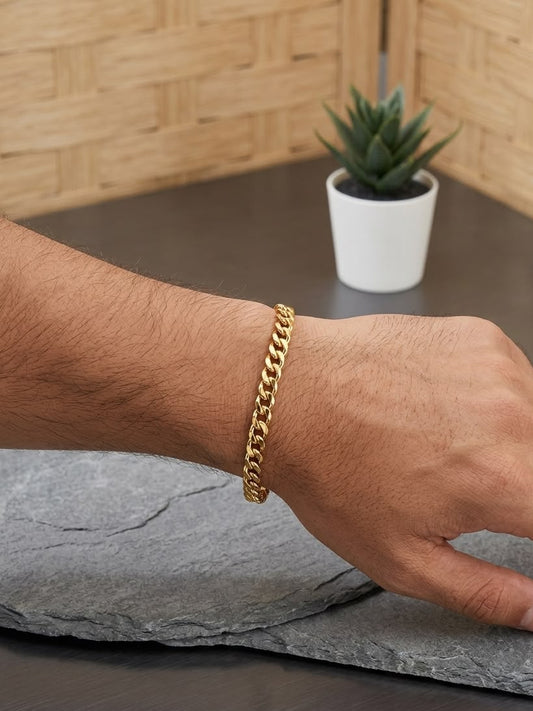 Men Golden Chain Bracelet (Anti Tarnish) - Nimé By Shop Trendys