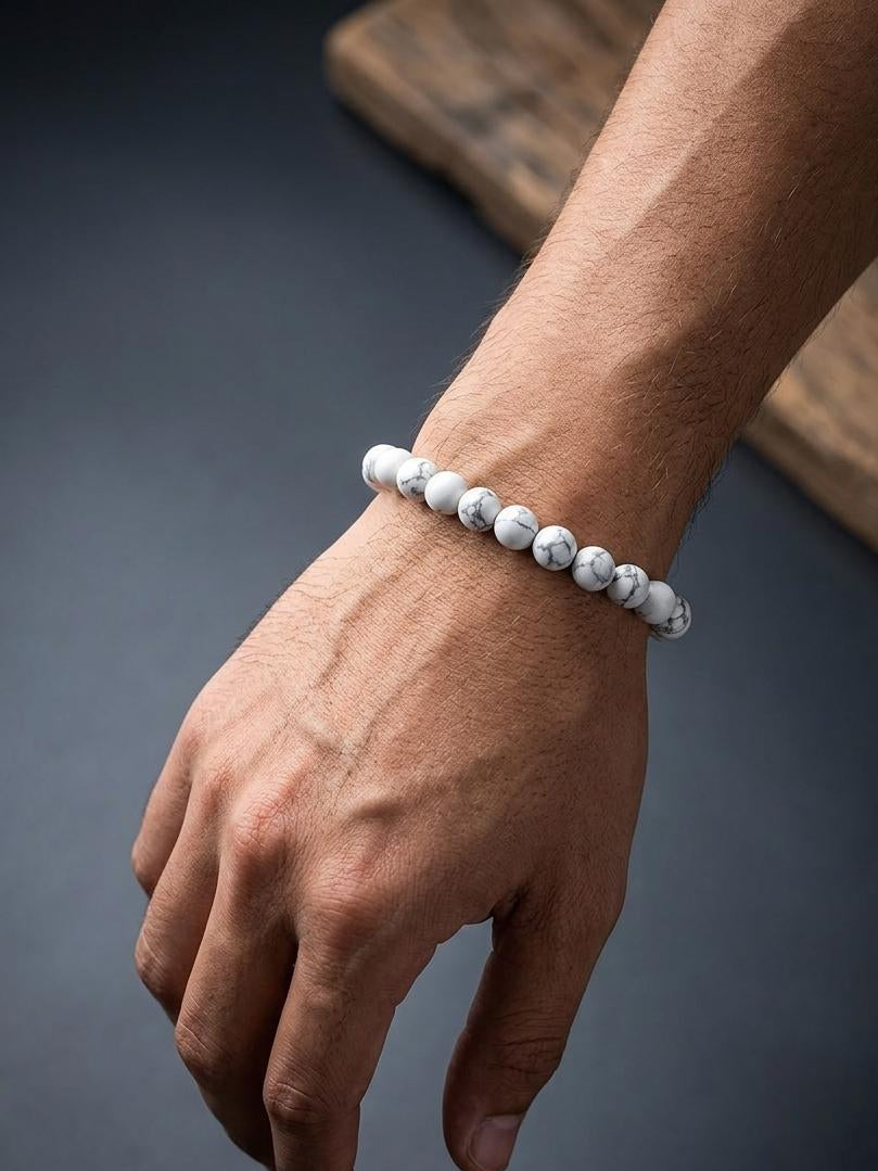 Men White Marble Beads Bracelet - Nimé By Shop Trendys