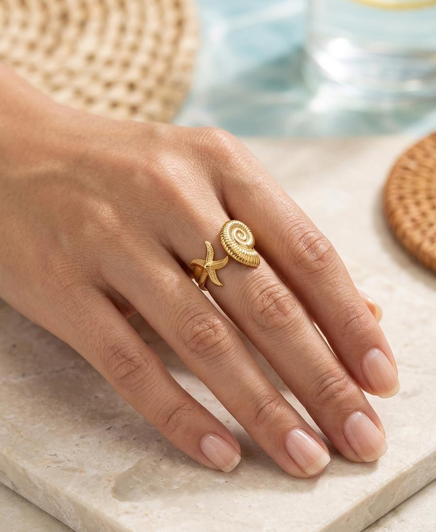 Women Statement Beach Shell Ring (Adjustable)