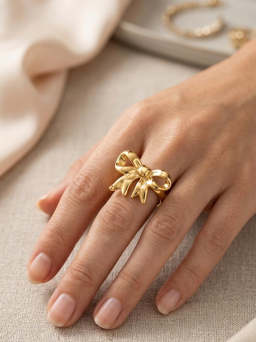 Women Bow Chunky Statement Ring (Adjustable)