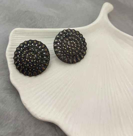German Silver Flower Studs Earrings