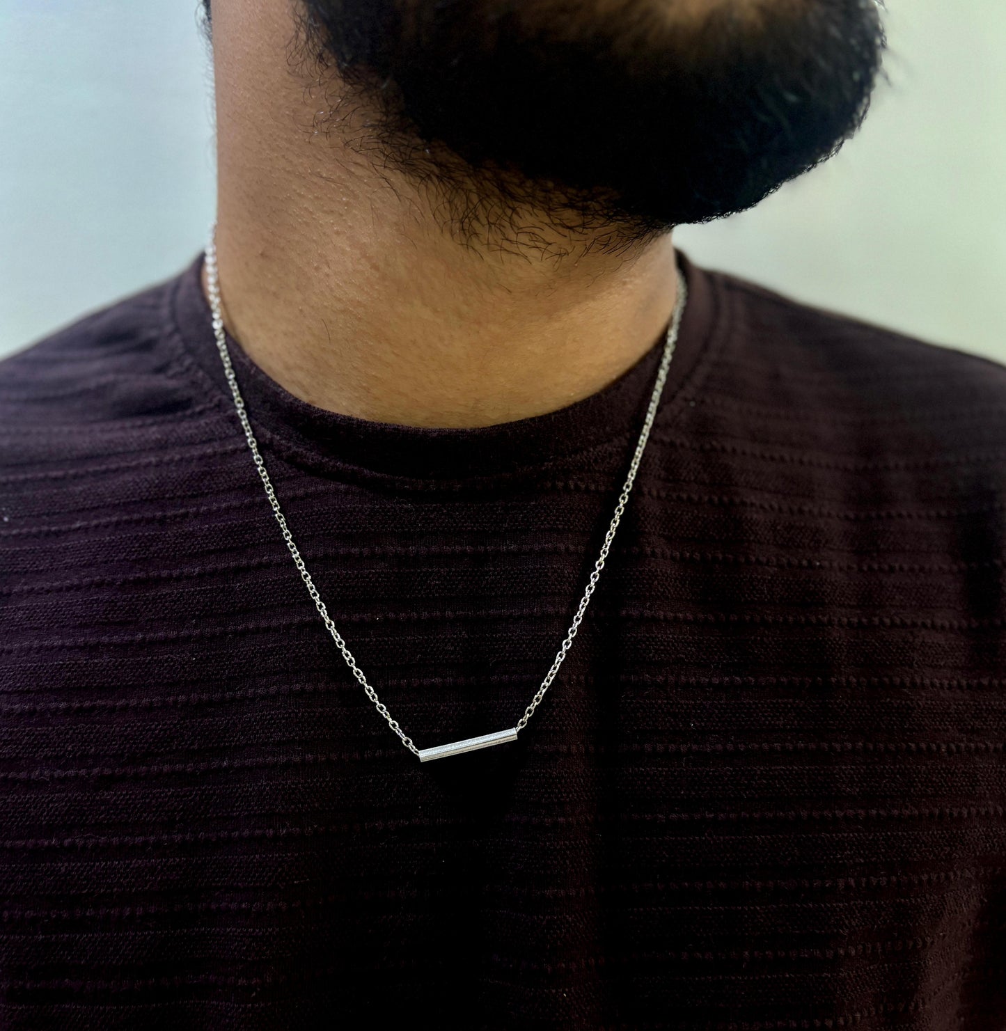 Men Horizontal Stick Chain Necklace