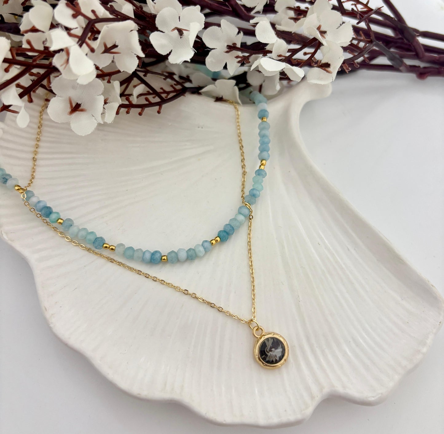 Crystal Solitaire Layered Beaded Women Necklace