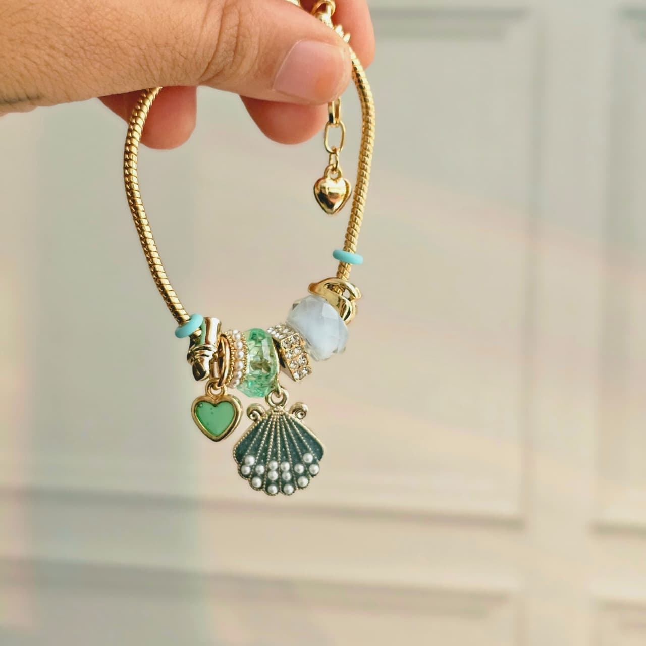 Shell Pearl Pandora Charm Bracelet