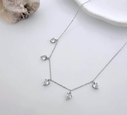 Sparkling Hearts Pendant Women Necklace (Anti Tarnish)