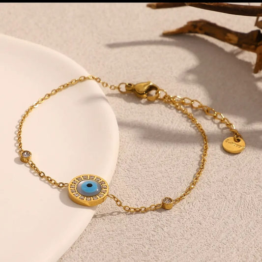 Circle Evil Eye Bracelet (Anti Tarnish)