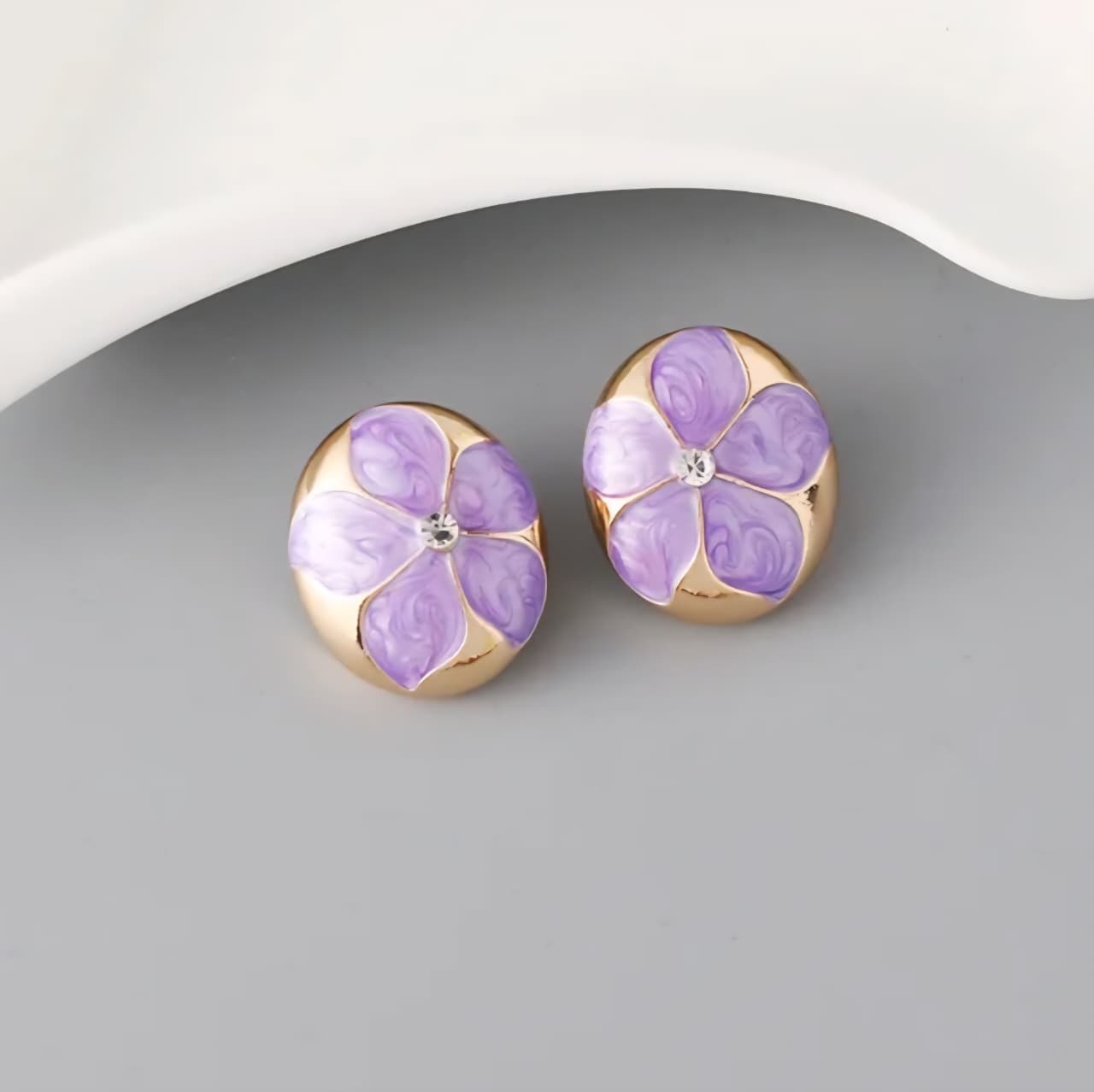 Purple Flower Studs Earring
