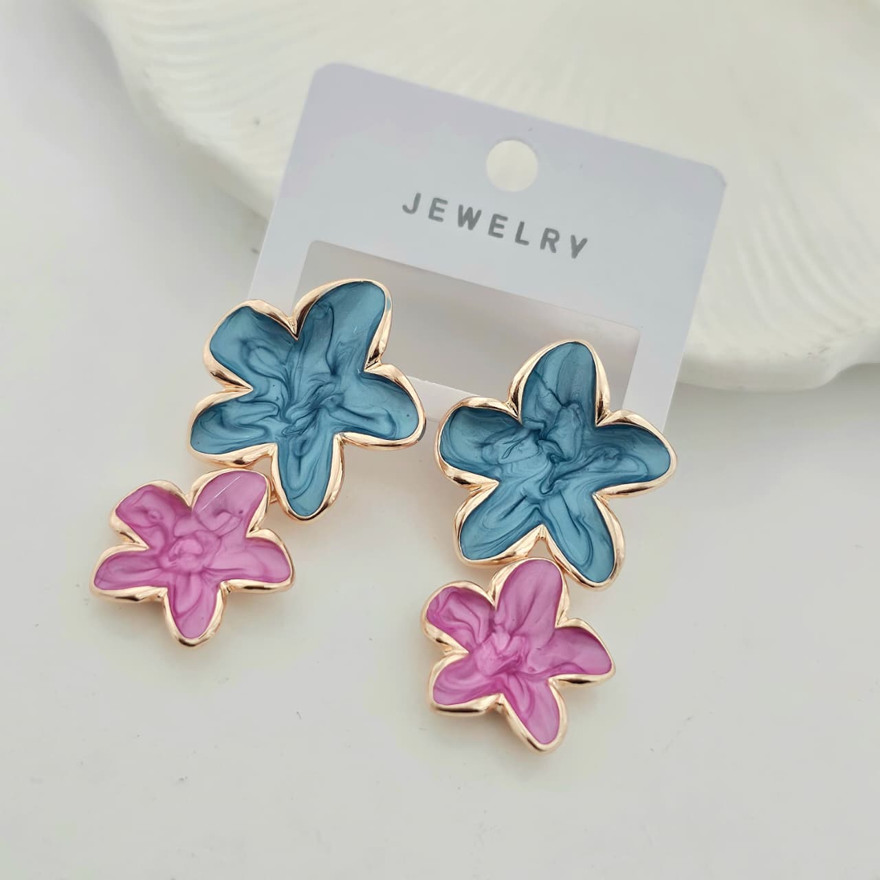 Hanging Statement Enamel Flower Earrings